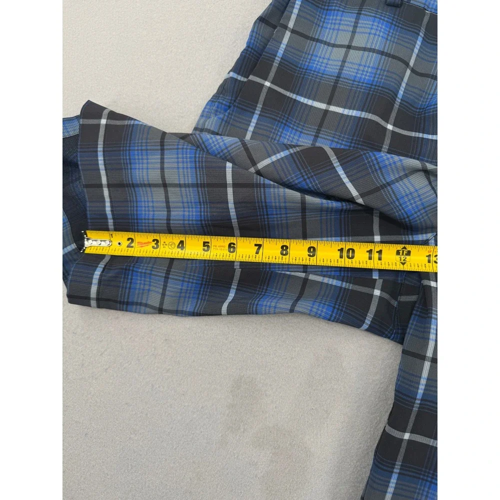 Nike Golf Dri-FIT Plaid Shorts Mens 38 Blue/Black Plaid Checkered Performance